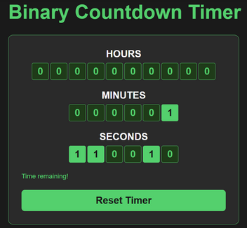 Binary countdown timer