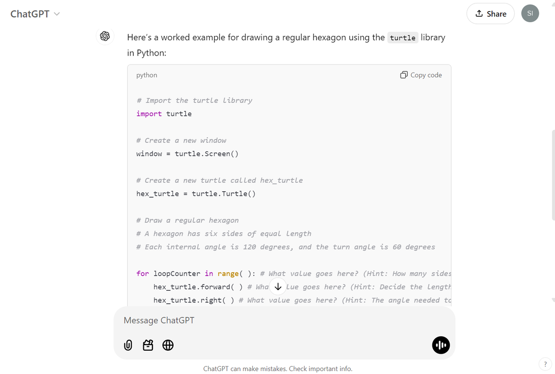 ChatGPT Worked example python