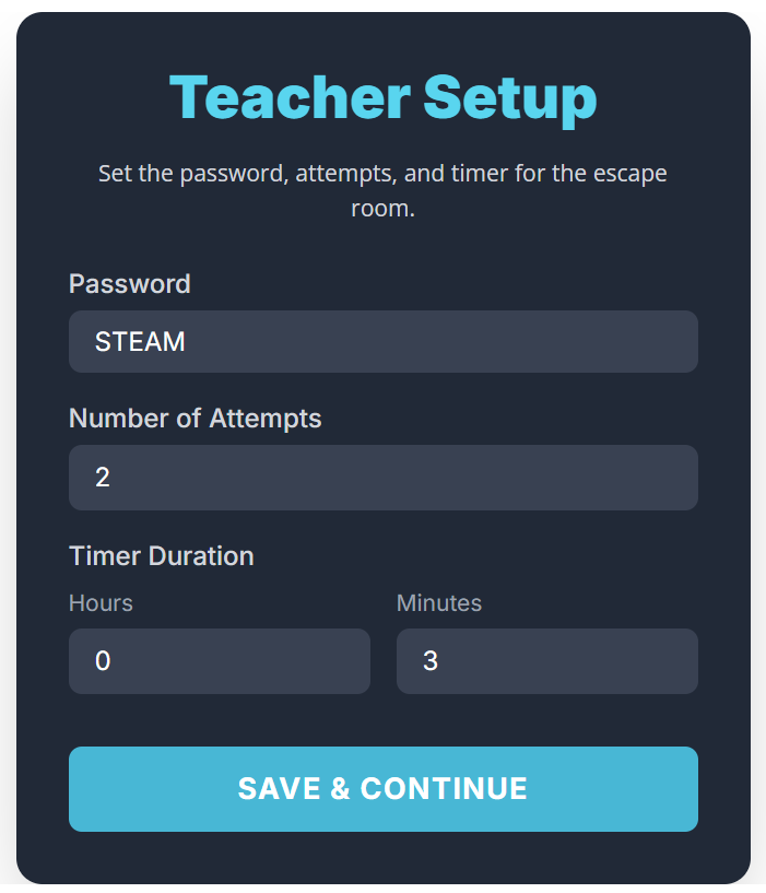 Classroom escape room timer