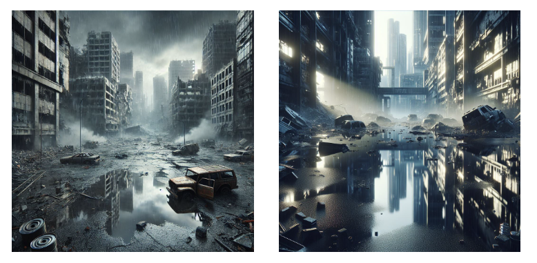 AI generated image of a dystopian city