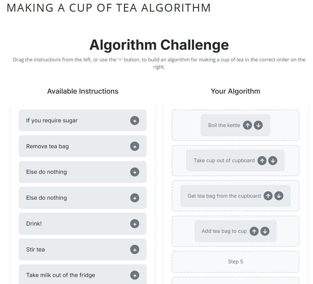 Making a cup of tea drag and drop digital starter activity
