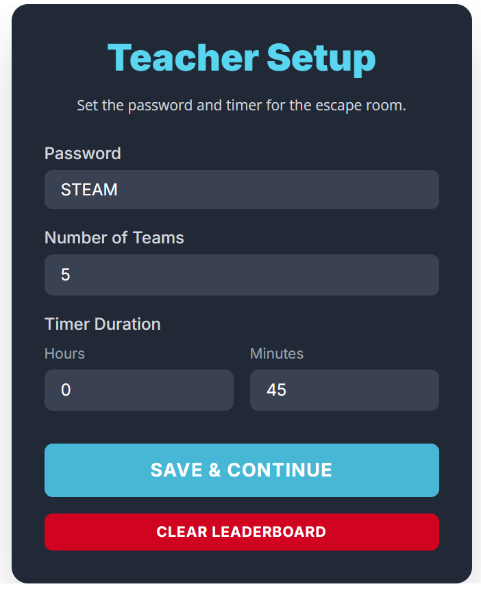 Classroom escape room timer